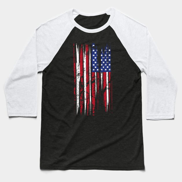 American Flag Distressed Baseball T-Shirt by monolusi